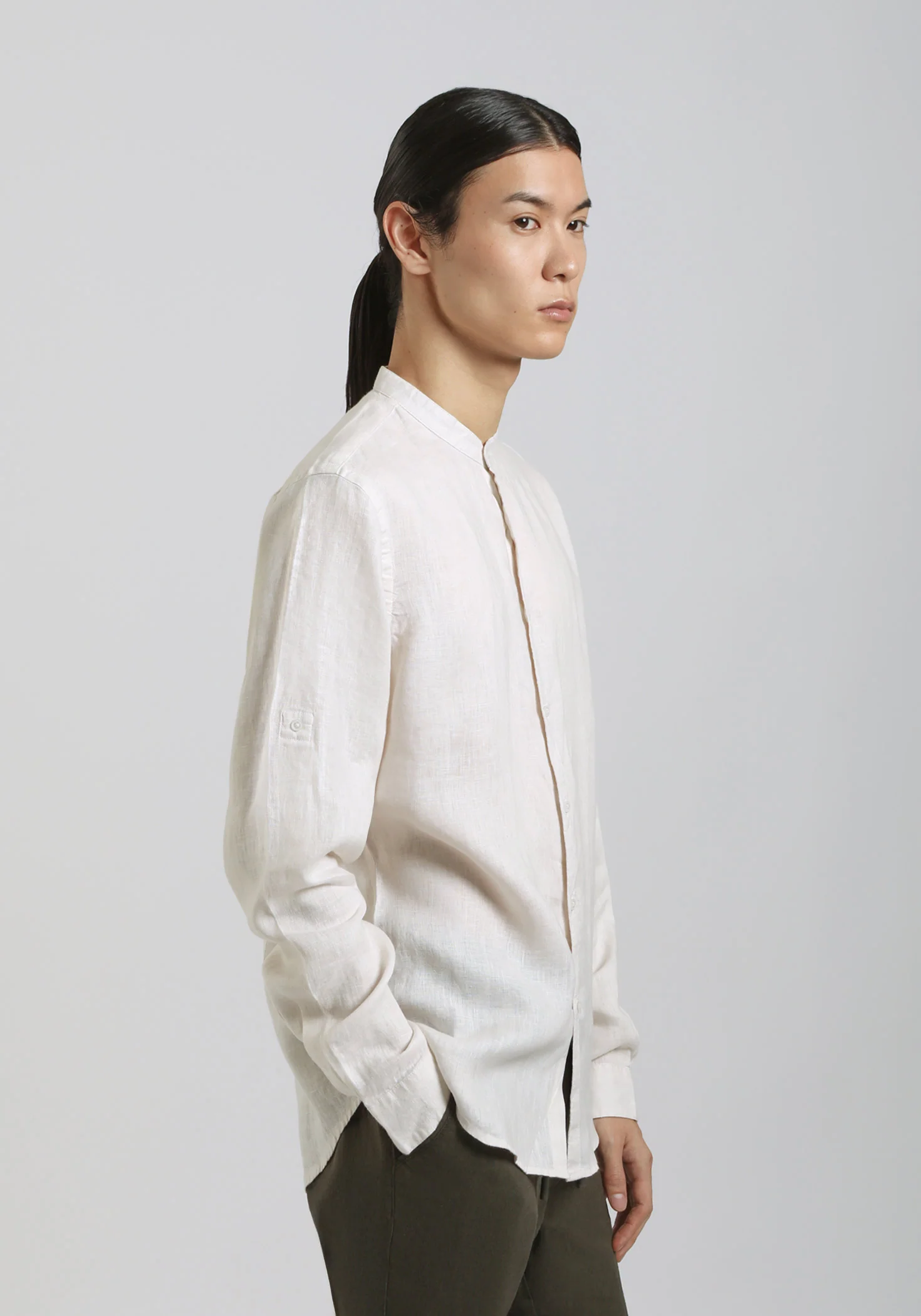 Camicia 100% lino con collo coreano - Image 3