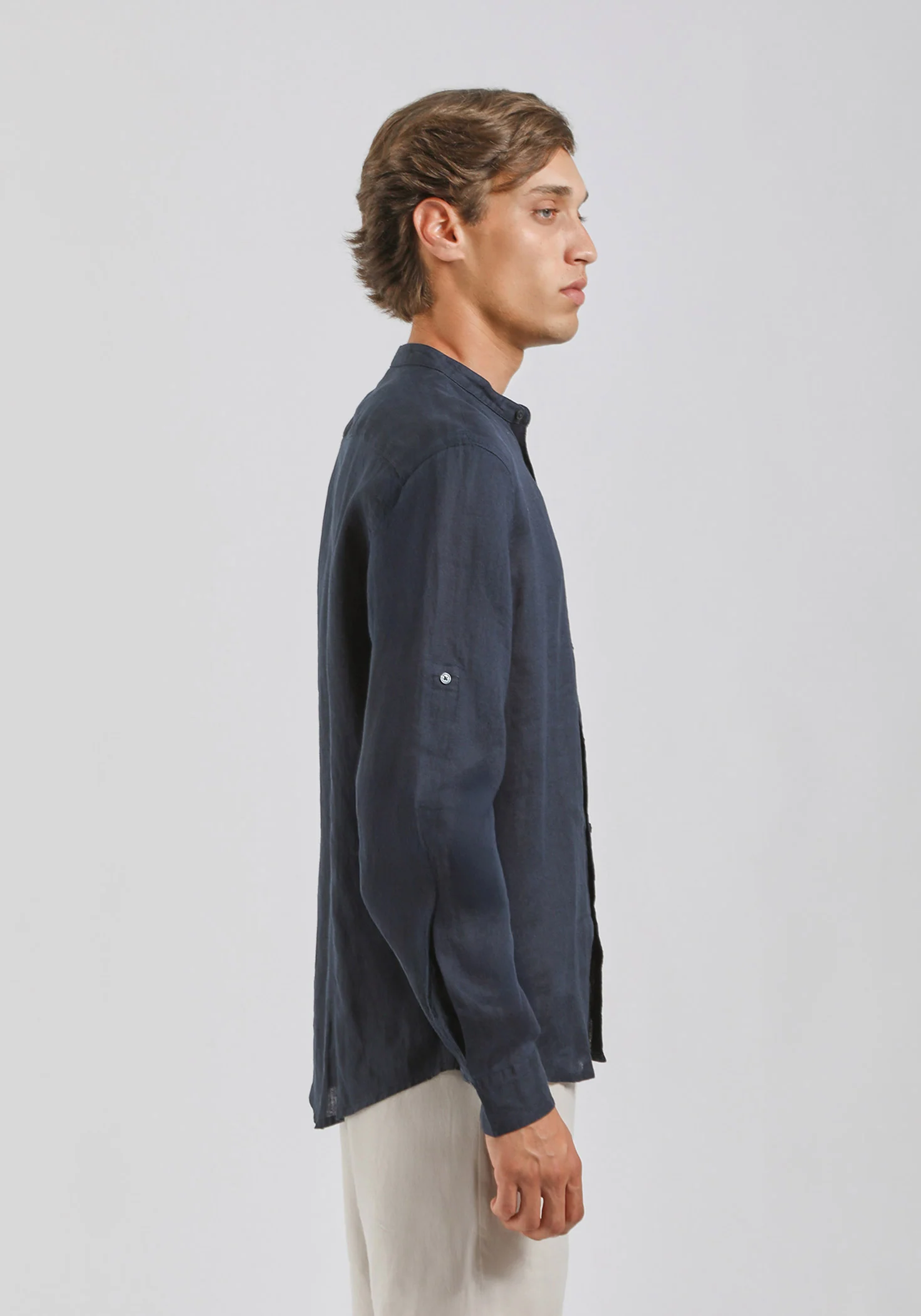 Camicia 100% lino con collo coreano - Image 3