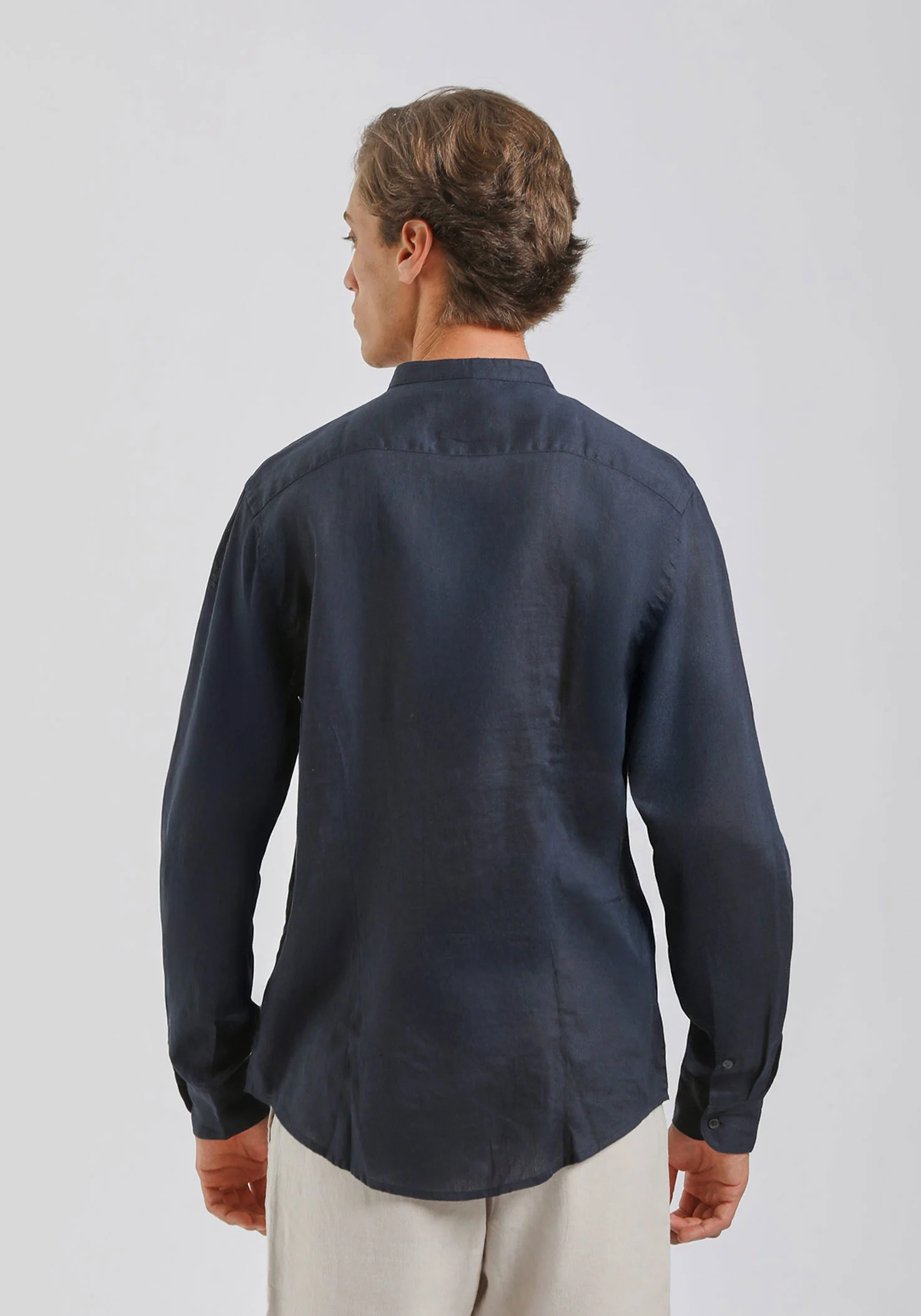 Camicia 100% lino con collo coreano - Image 4