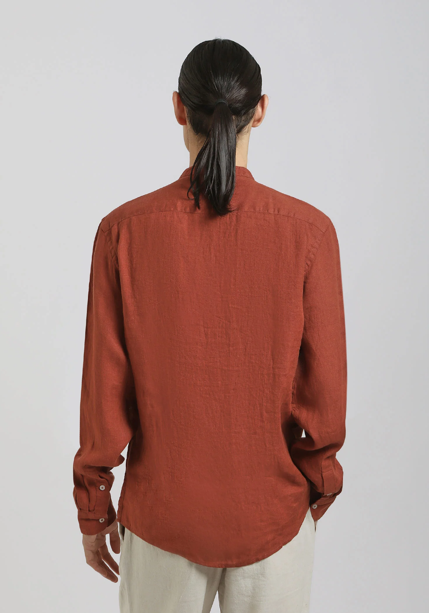 Camicia 100% lino con collo coreano - Image 6