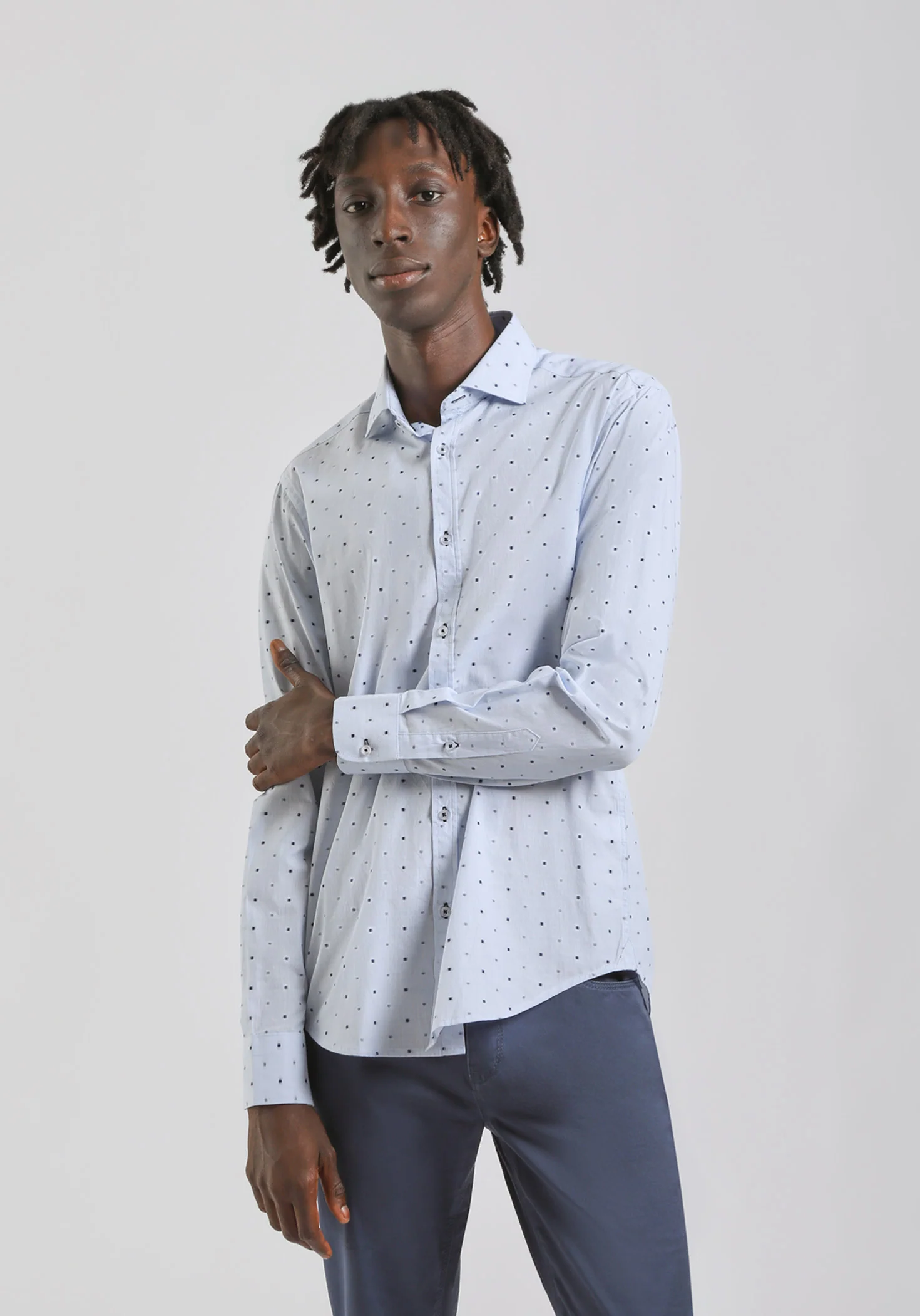 Camicia in cotone con microfantasia