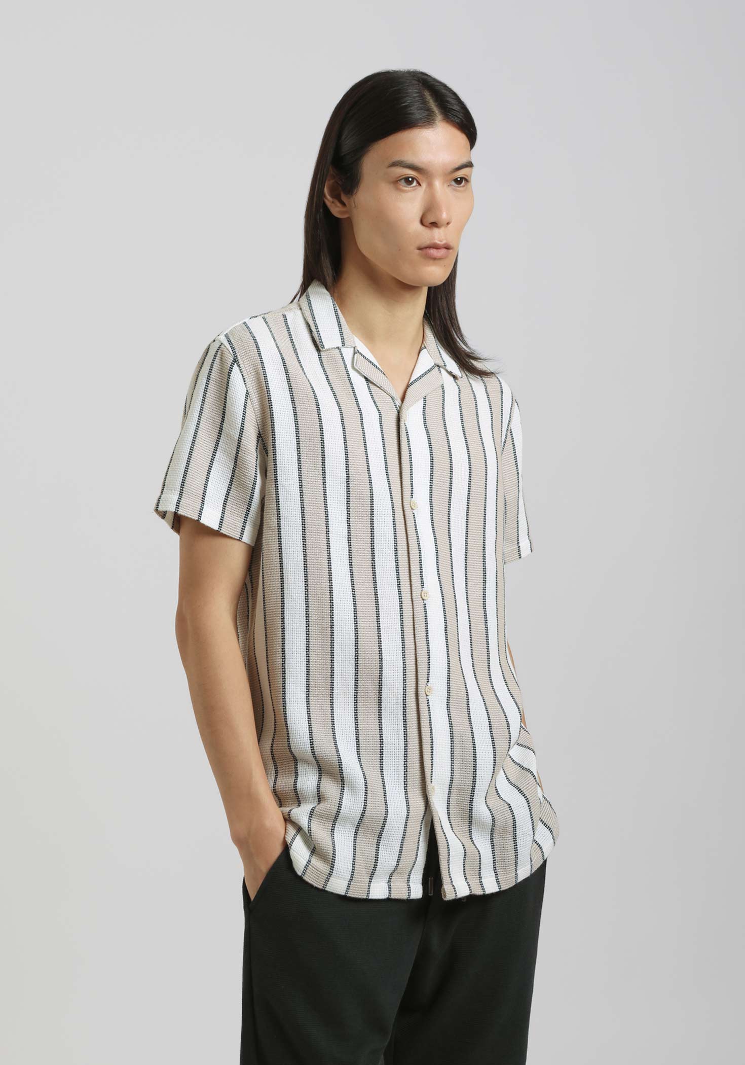 Camicia mezza manica a righe