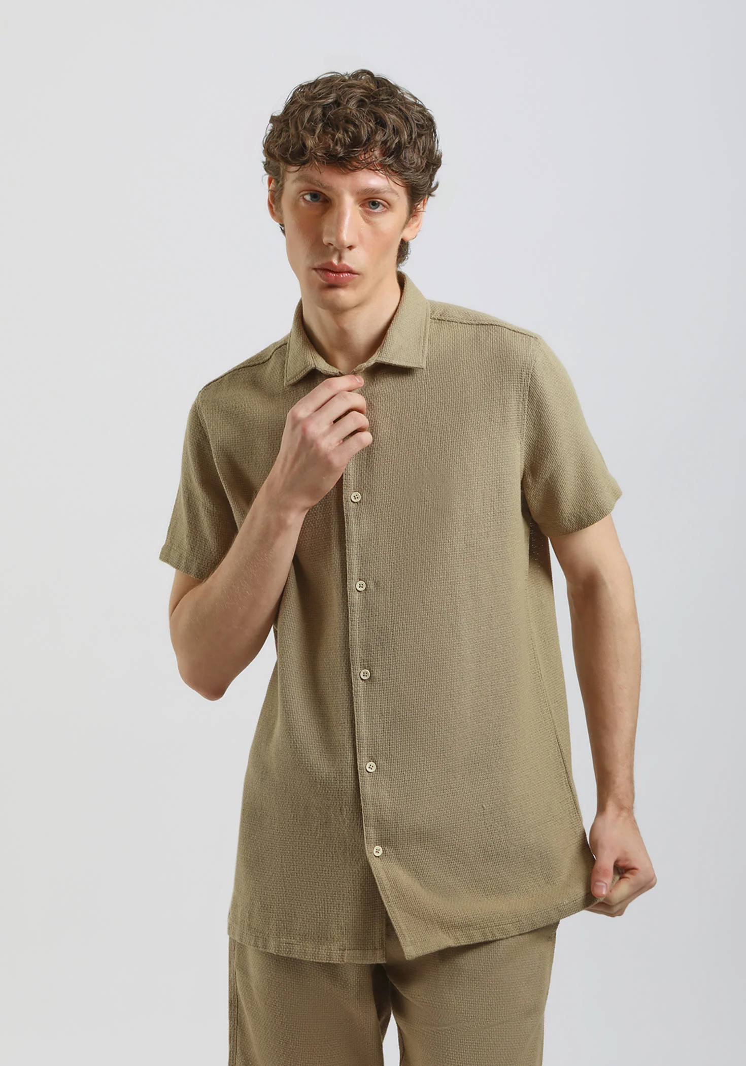 Camicia mezza manica misto cotone