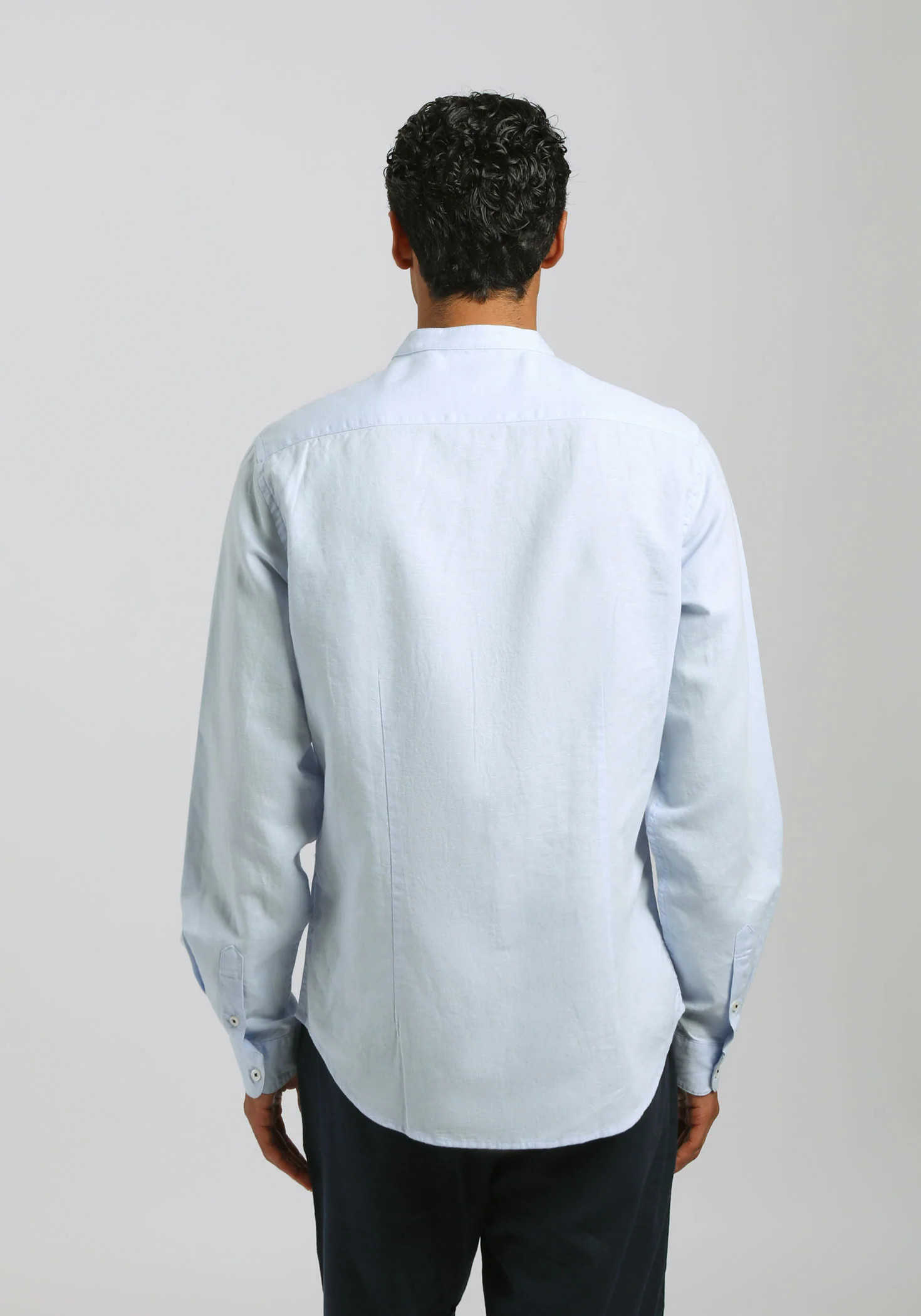 Camicia misto lino con collo coreano - Image 4