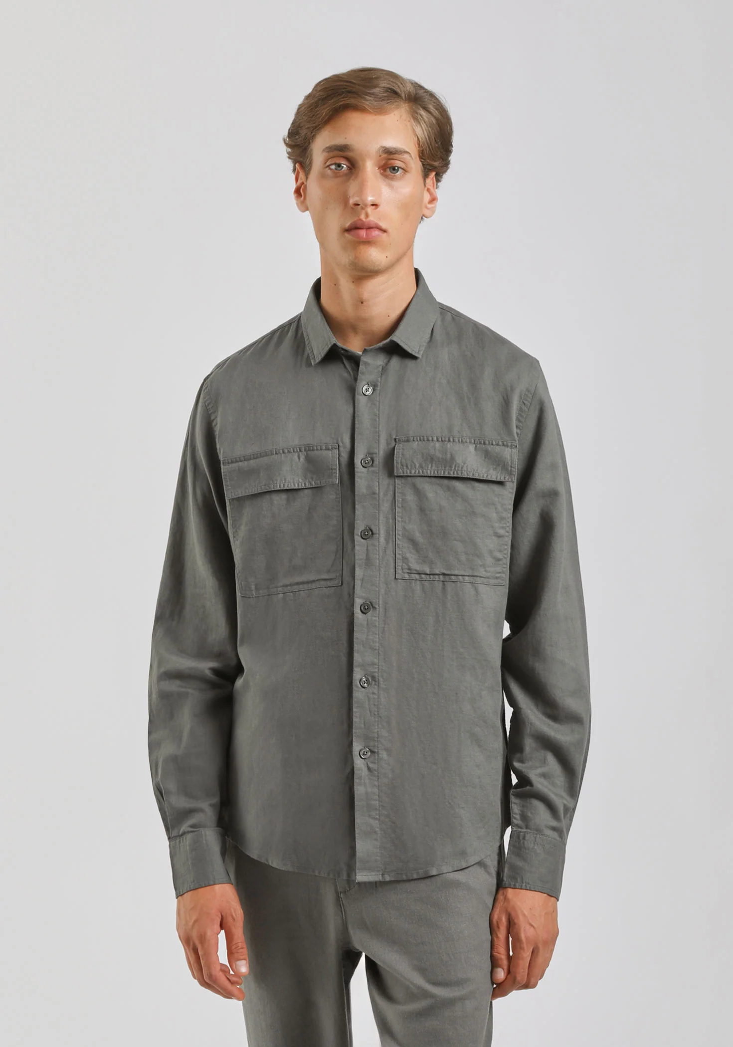 Camicia misto lino con tasconi - Image 3