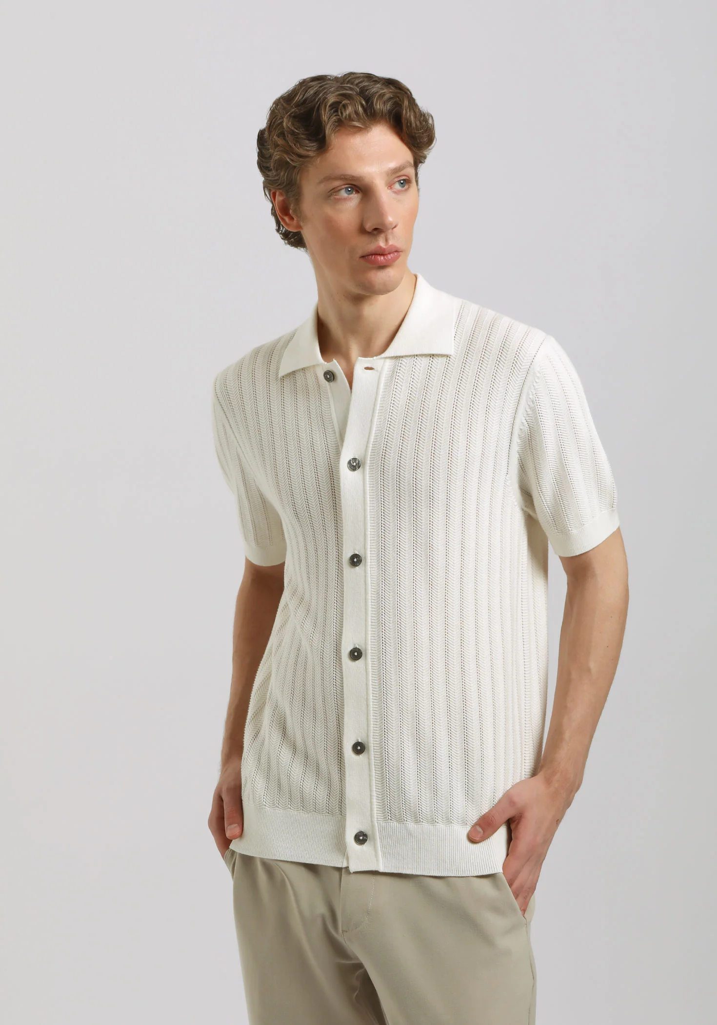 Cardigan polo in maglia - Image 3