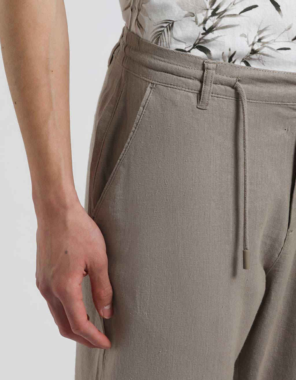 Pantaloni misto lino con elastici alle caviglie - Image 3