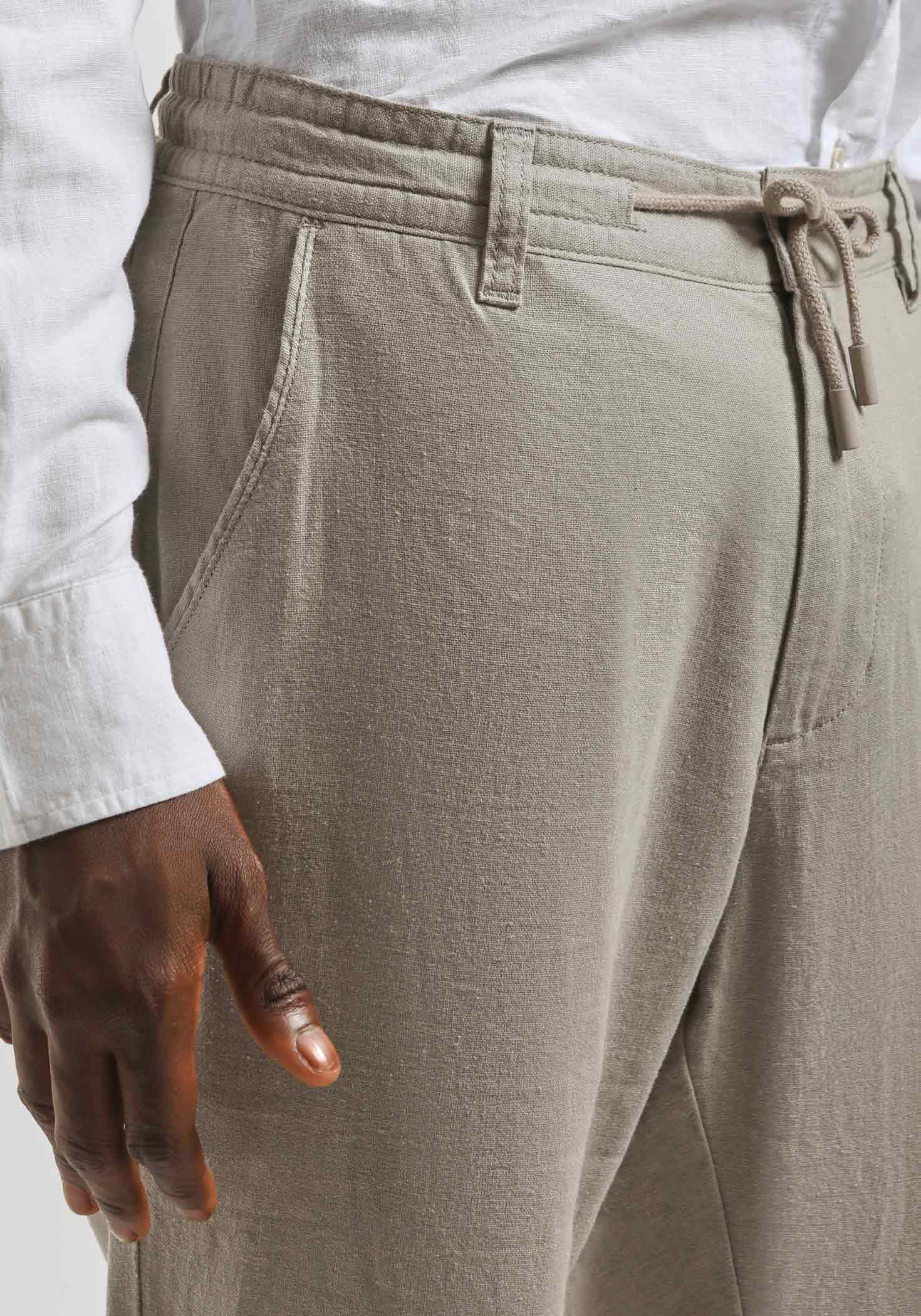 Pantaloni misto lino con elastici alle caviglie - Image 3