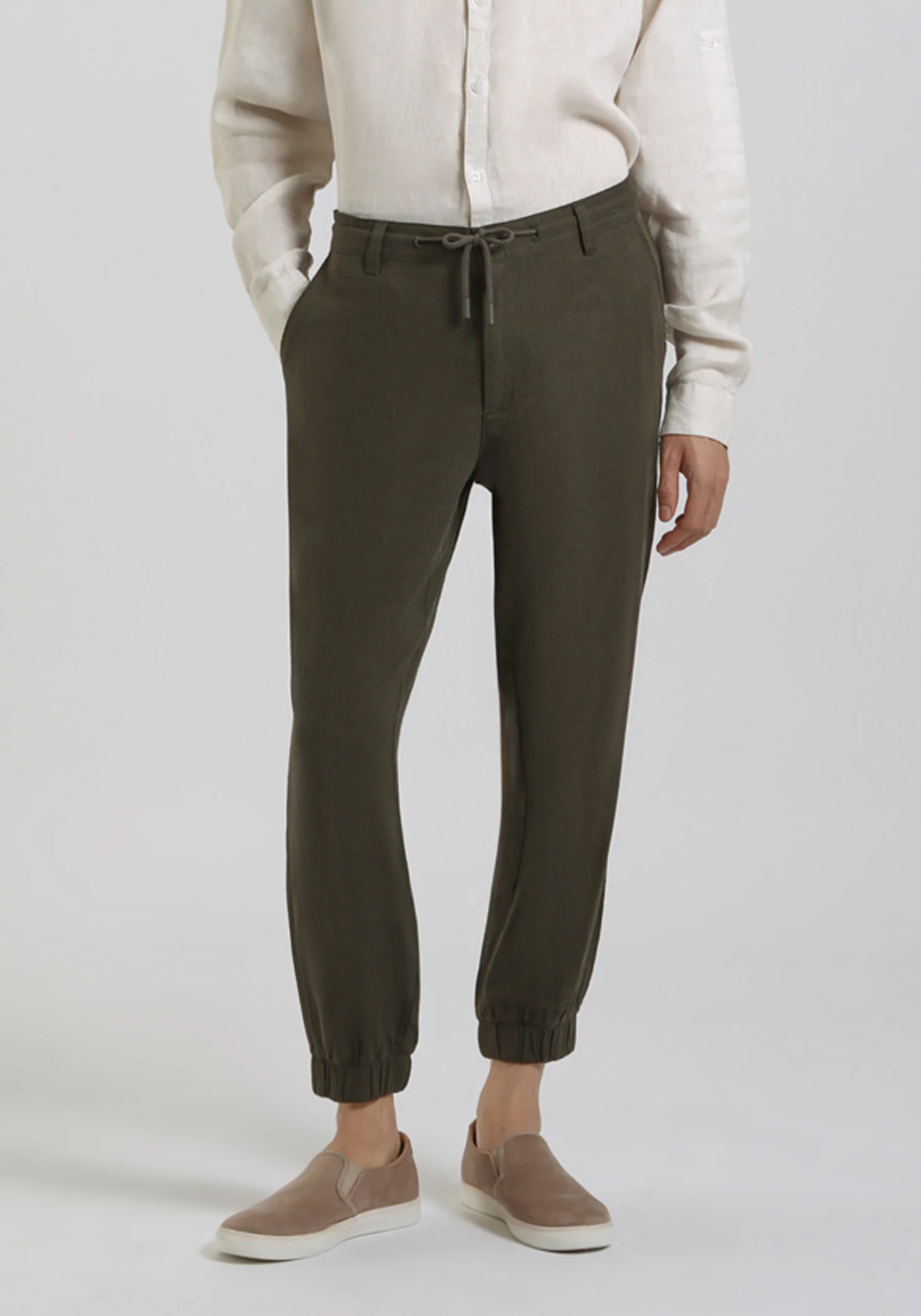 Pantaloni misto lino con elastici alle caviglie - Image 2