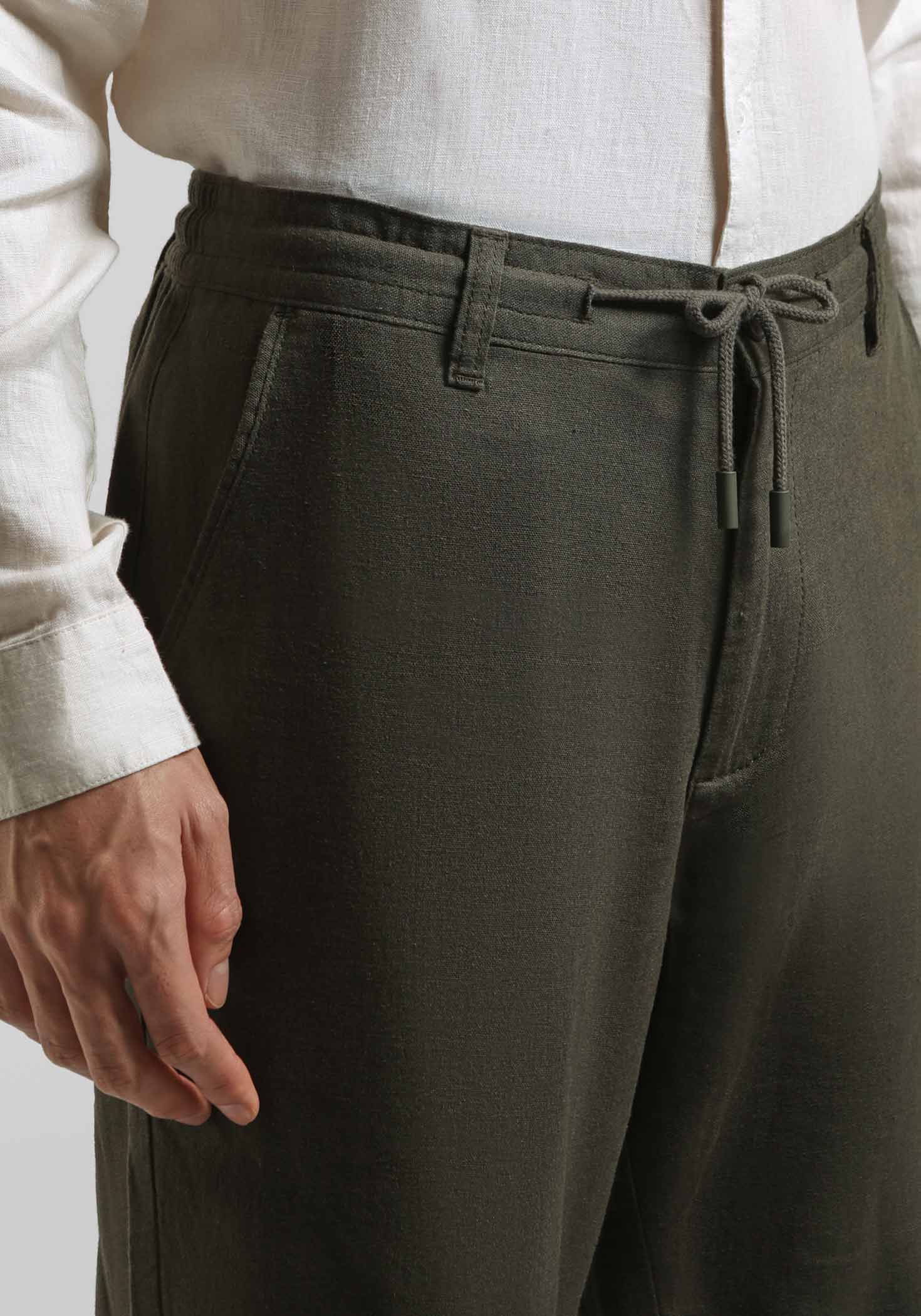 Pantaloni misto lino con elastici alle caviglie - Image 3