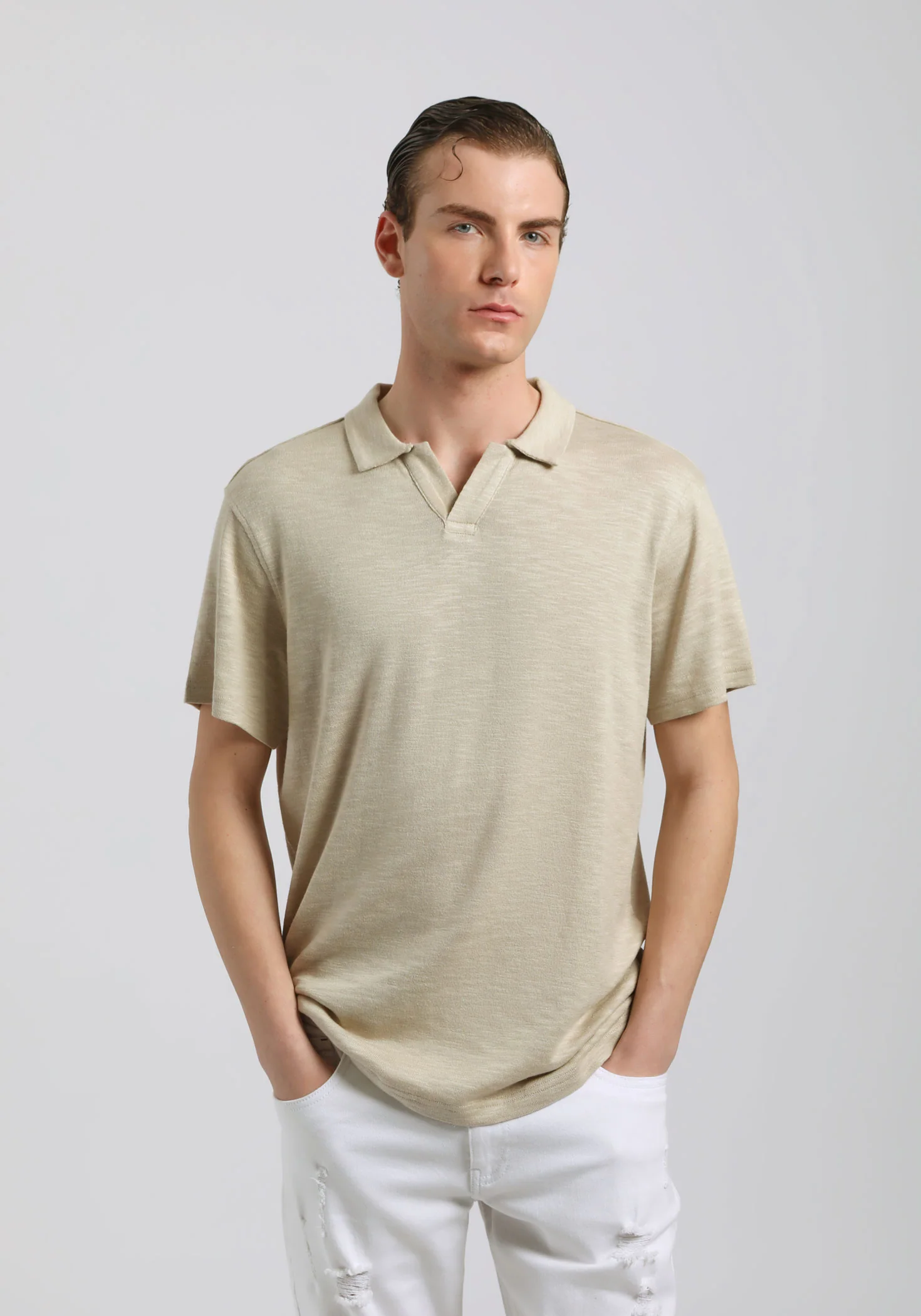 Polo effetto lino