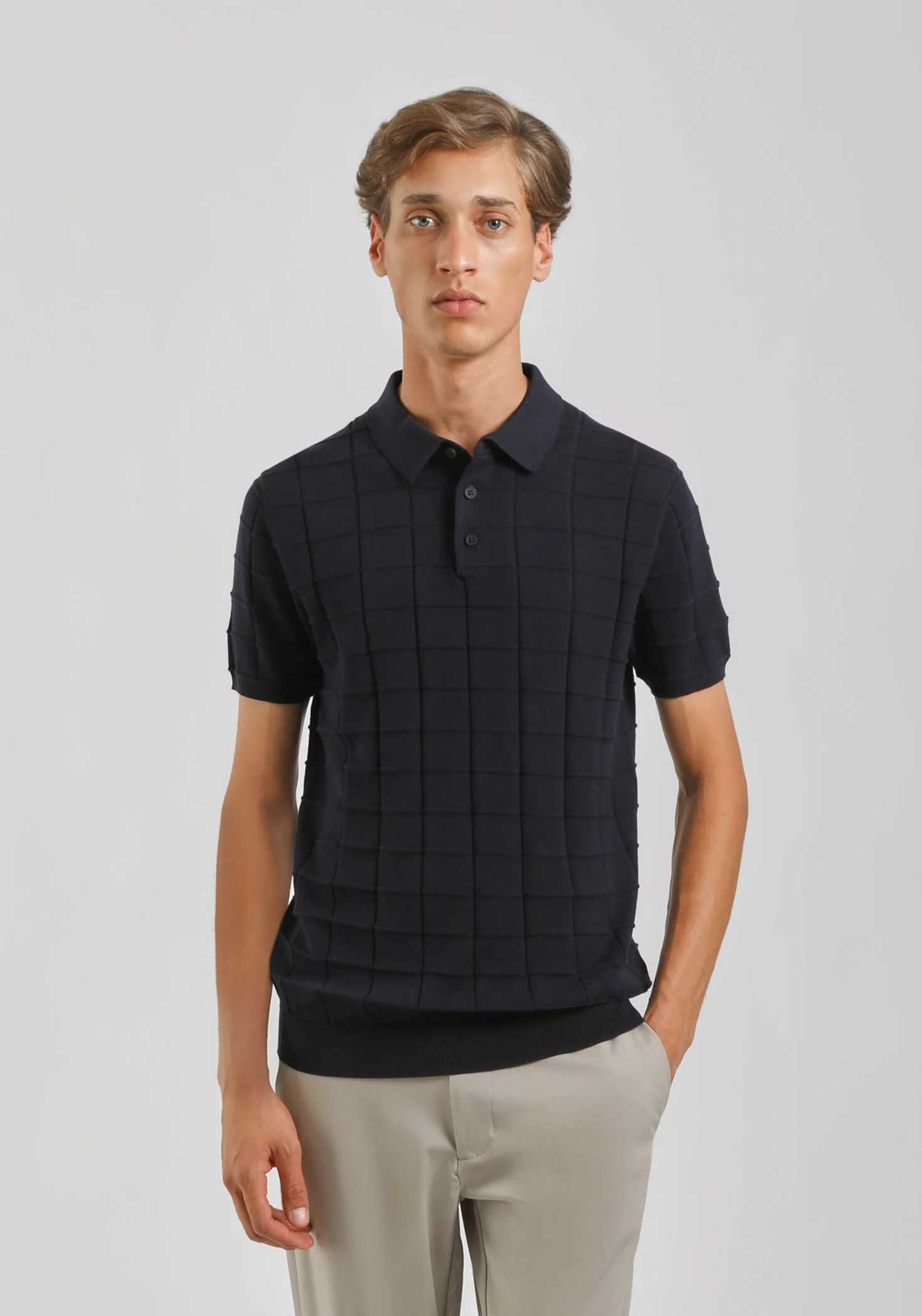 Polo in maglia a coste