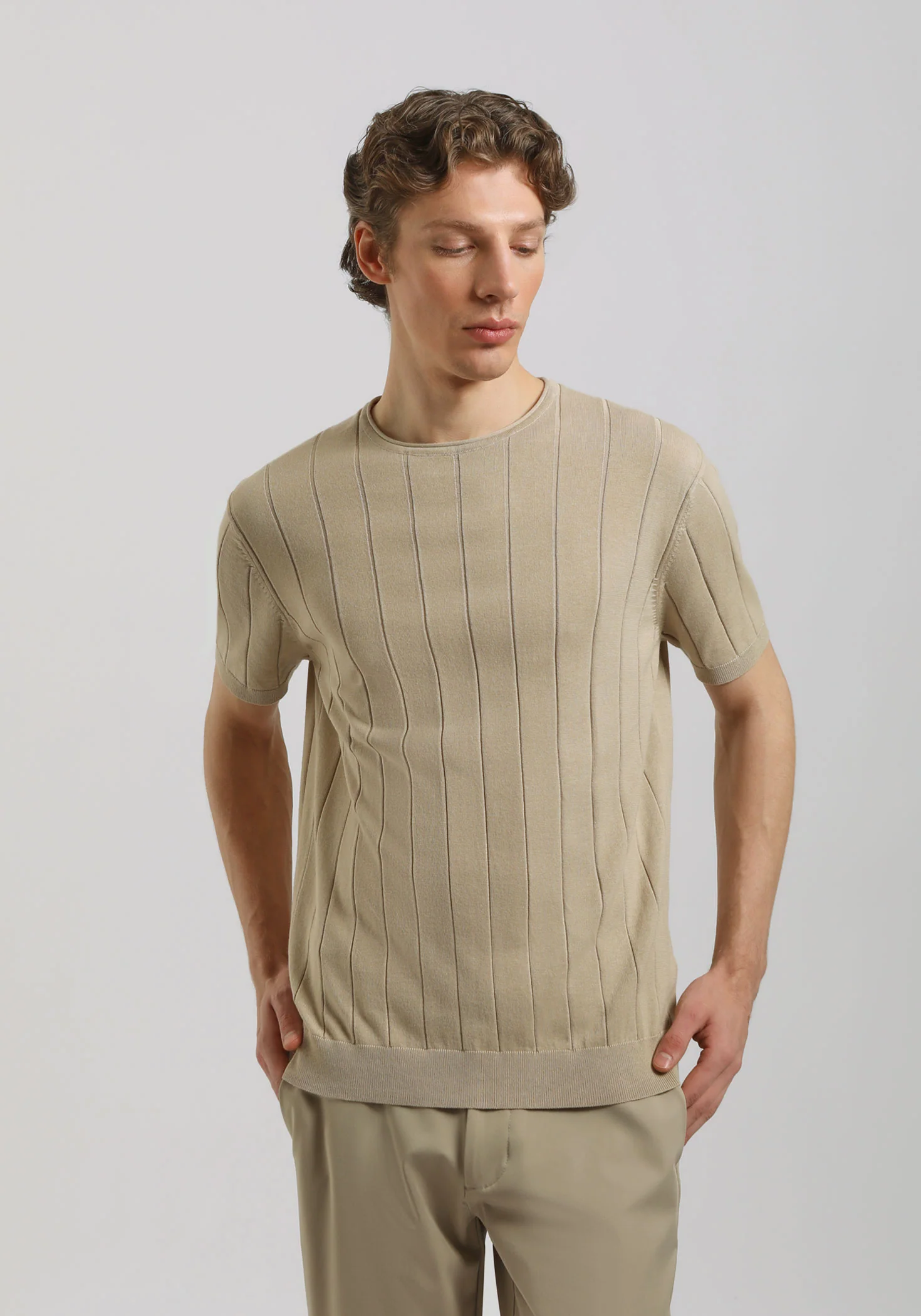 T-shirt in maglia a coste