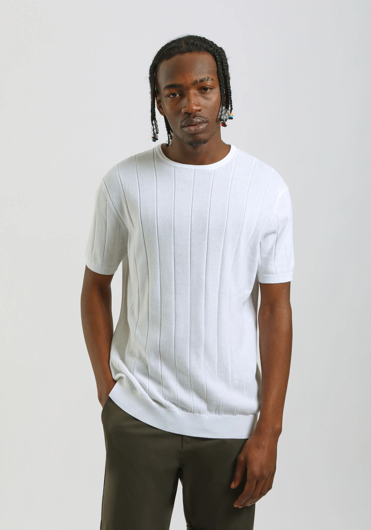 T-shirt in maglia a coste