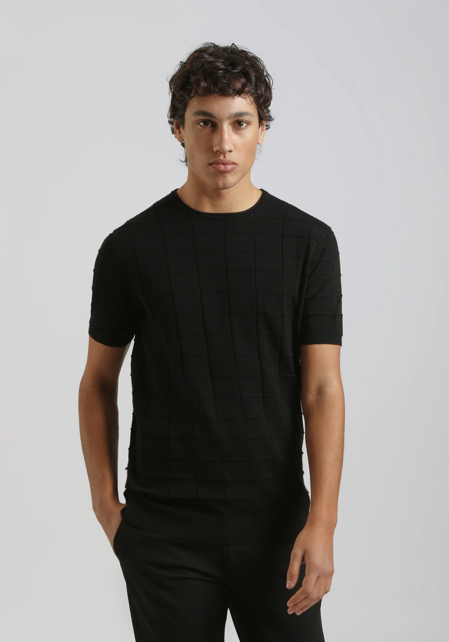 T-shirt in maglia a quadri